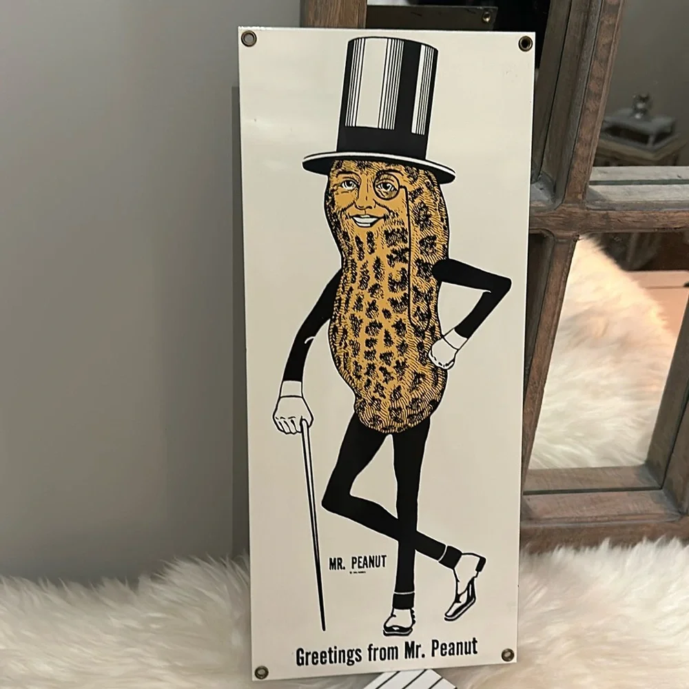Vintage Mr. Peanut Porcelain (Enamel) Advertising Sign by Ande Rooney™️ - Picture 3 of 14